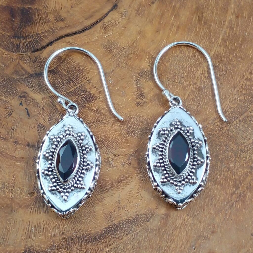 Bali Silver Earrings Gemstone