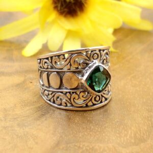 Bali Silver Gemstone Ring R641AMYW155