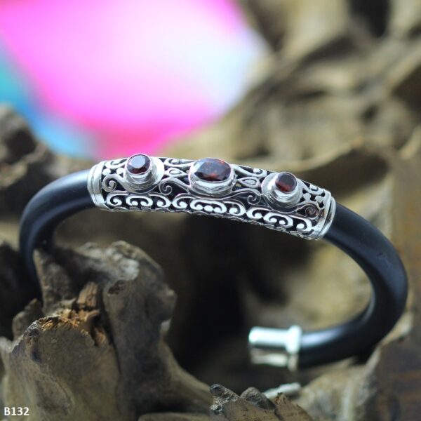 Bali silver bracelets with leather
