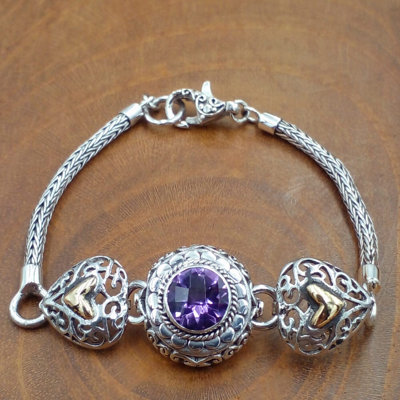 bali silver bracelets with amethyst