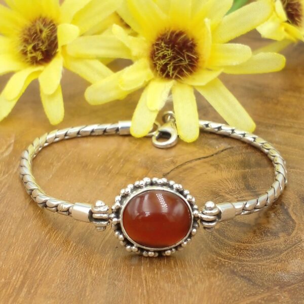 Bali silver bracelets with carnelian