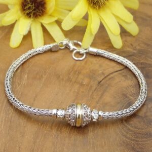 bali silver bracelet with gold accent