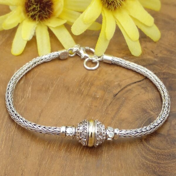 bali silver bracelet with gold accent