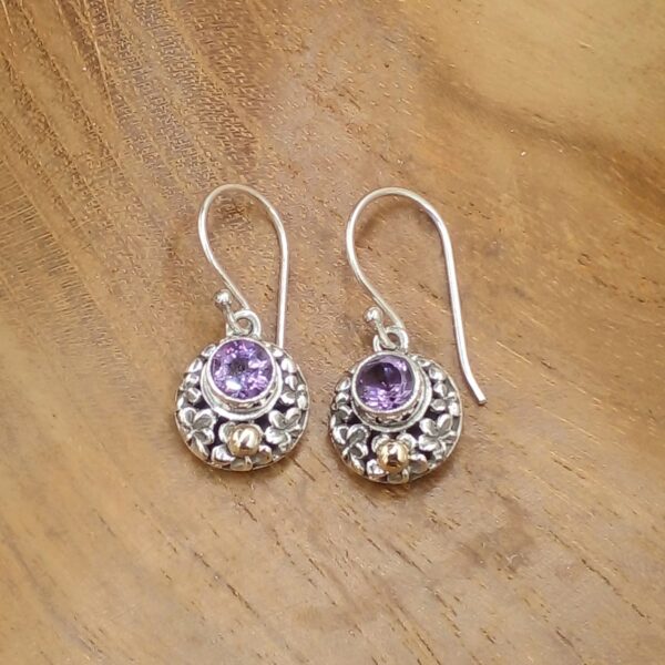 Bali silver earrings with amethyst