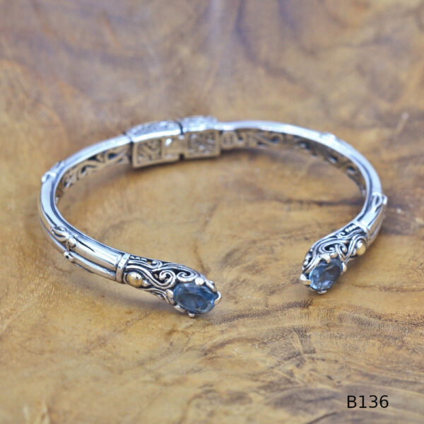 Sterling Silver Bali Gemstone Bracelet B136AMYW531 - Image 4