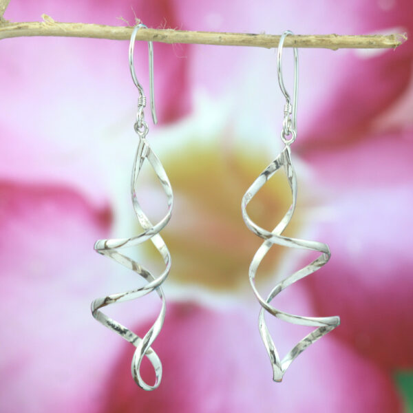 Plain Silver Spiral Earrings Bali