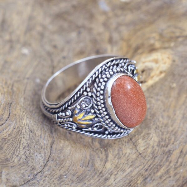 Bali Silver Sandstone Gold Ring