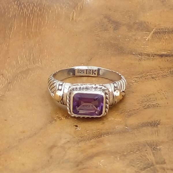 Bali Silver Gemstone Ring R590AMYW175 - Image 3