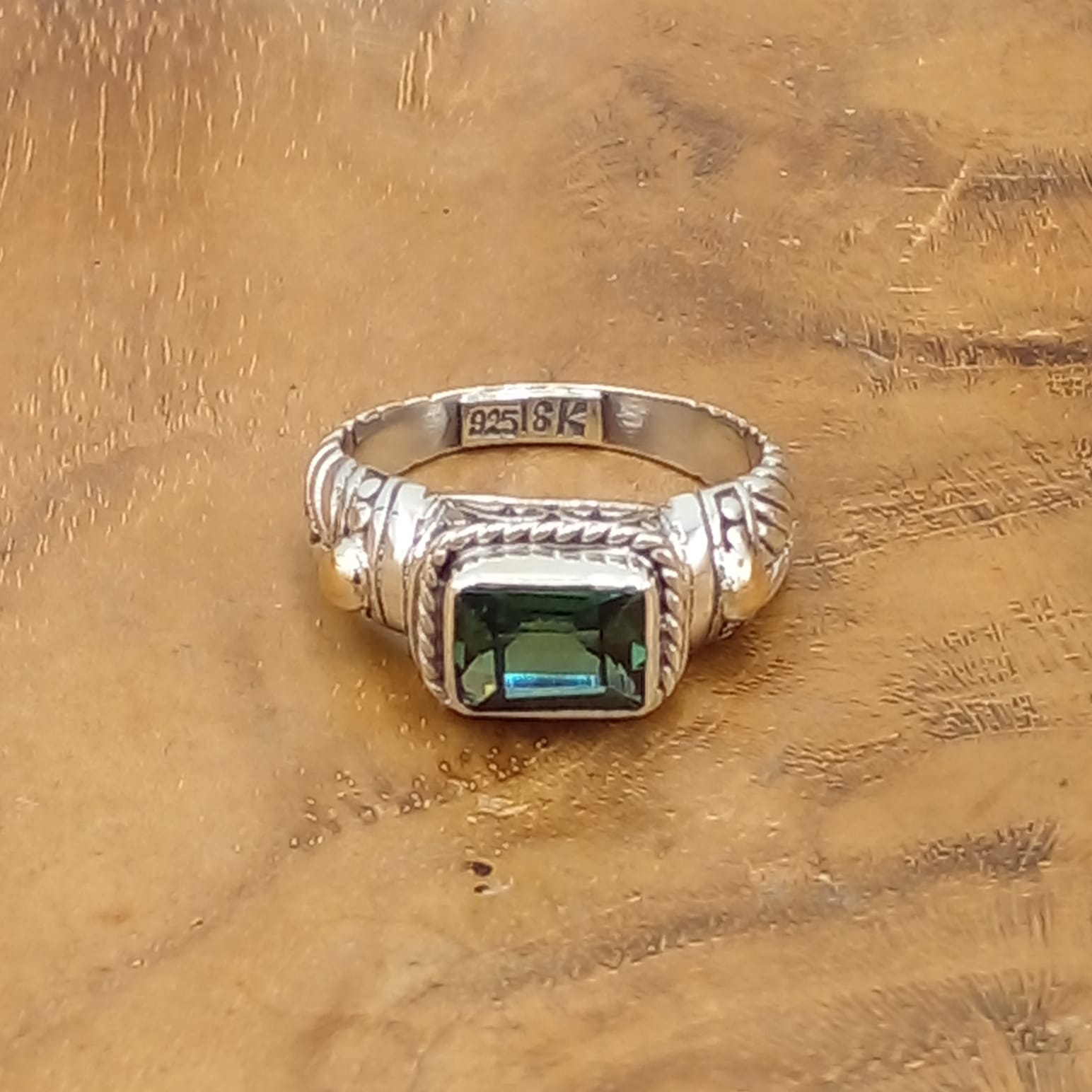 Bali Silver Gemstone Ring R590AMYW175 - Image 2