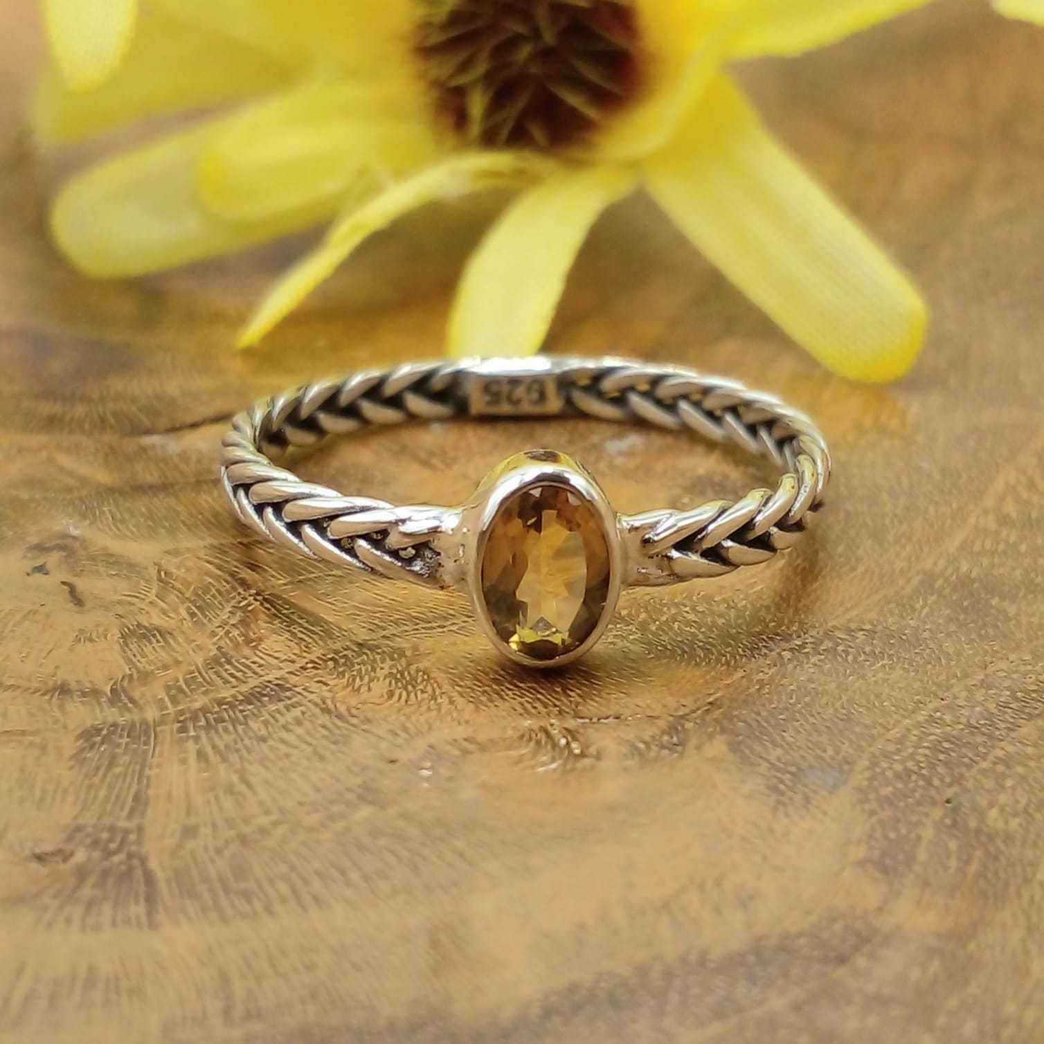 Bali Artisan Silver Gemstone Ring R632AMYW75 - Image 2