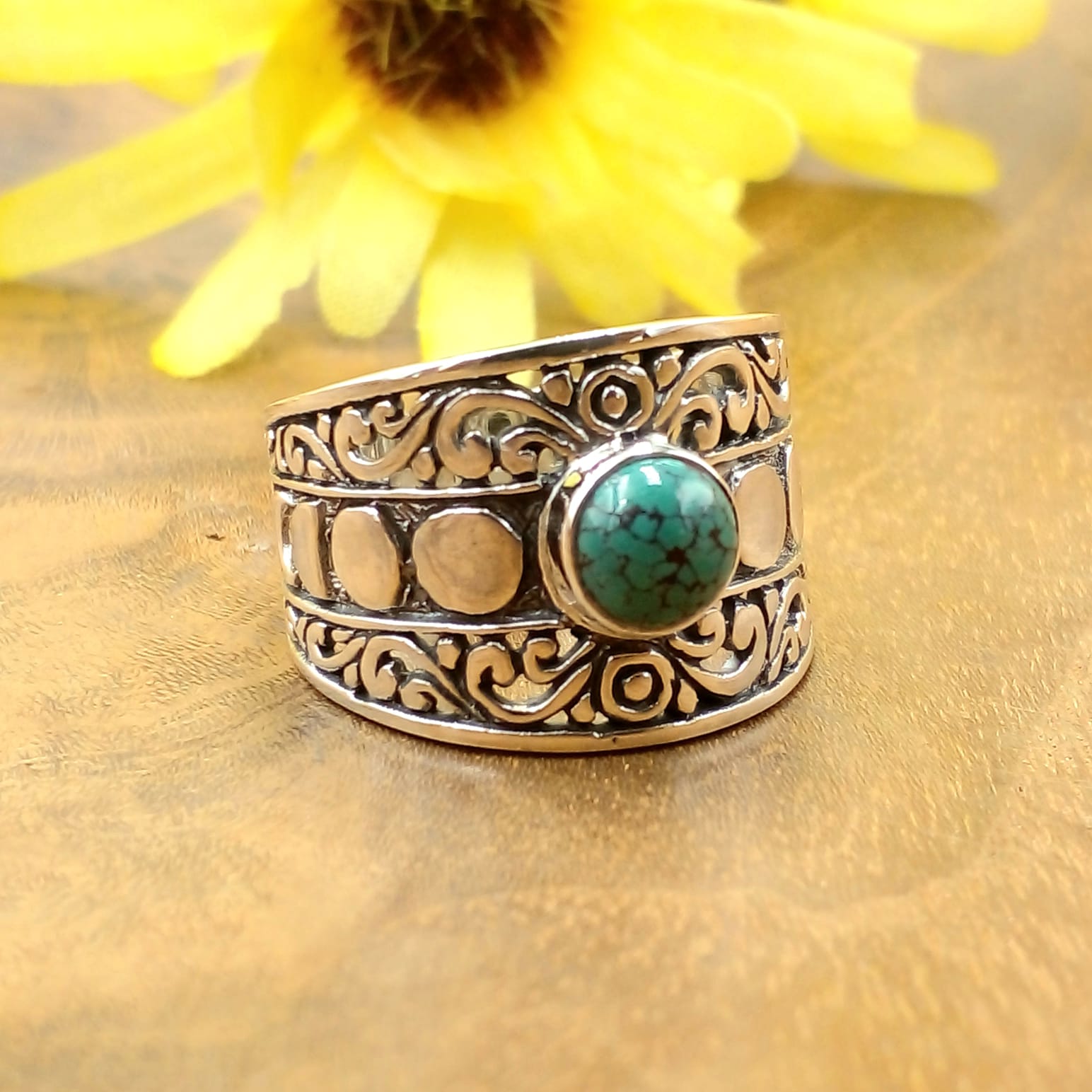 Bali Silver Gemstone Ring R641AMYW155