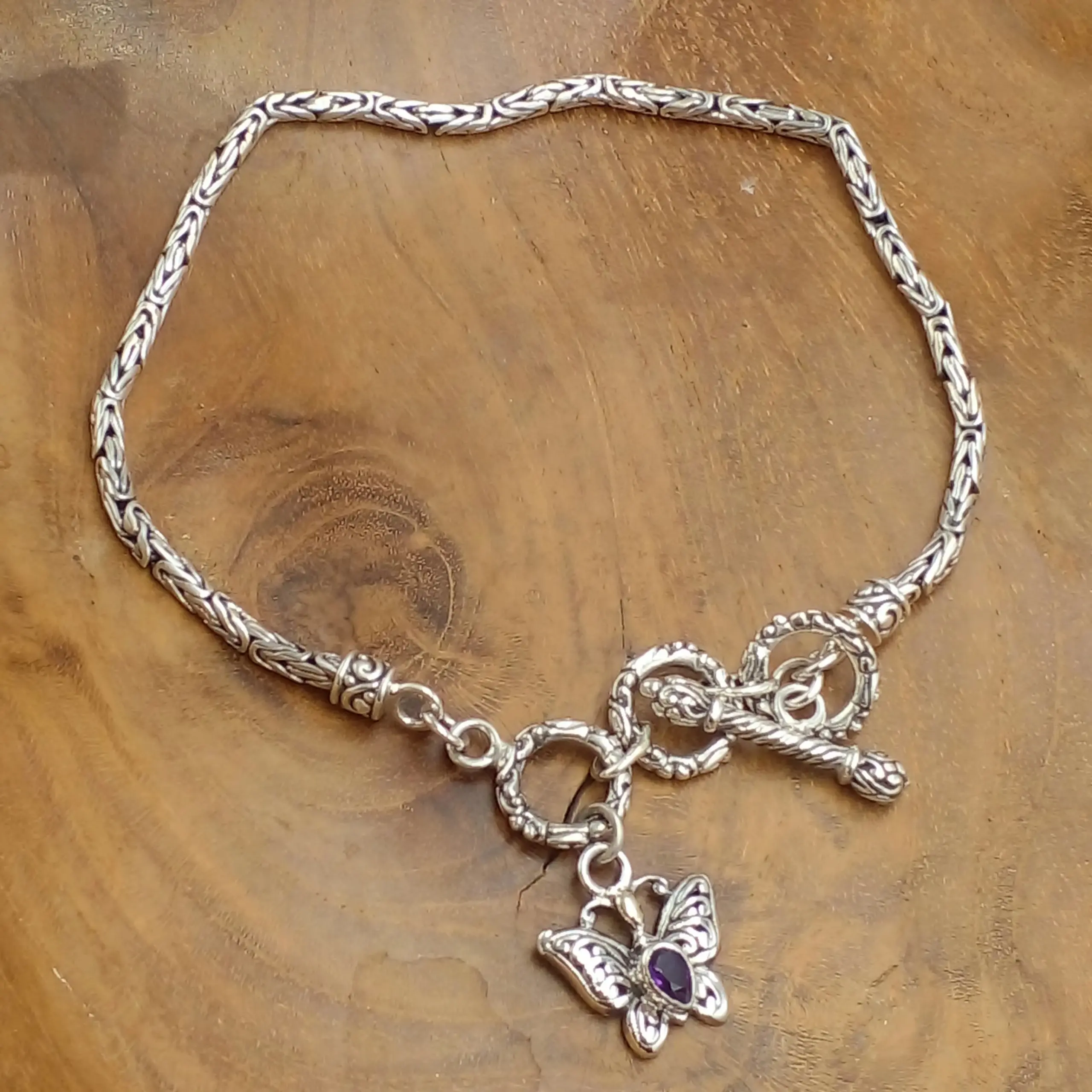 Chain Bracelet with Butterfly and Gem Ornaments B687W748