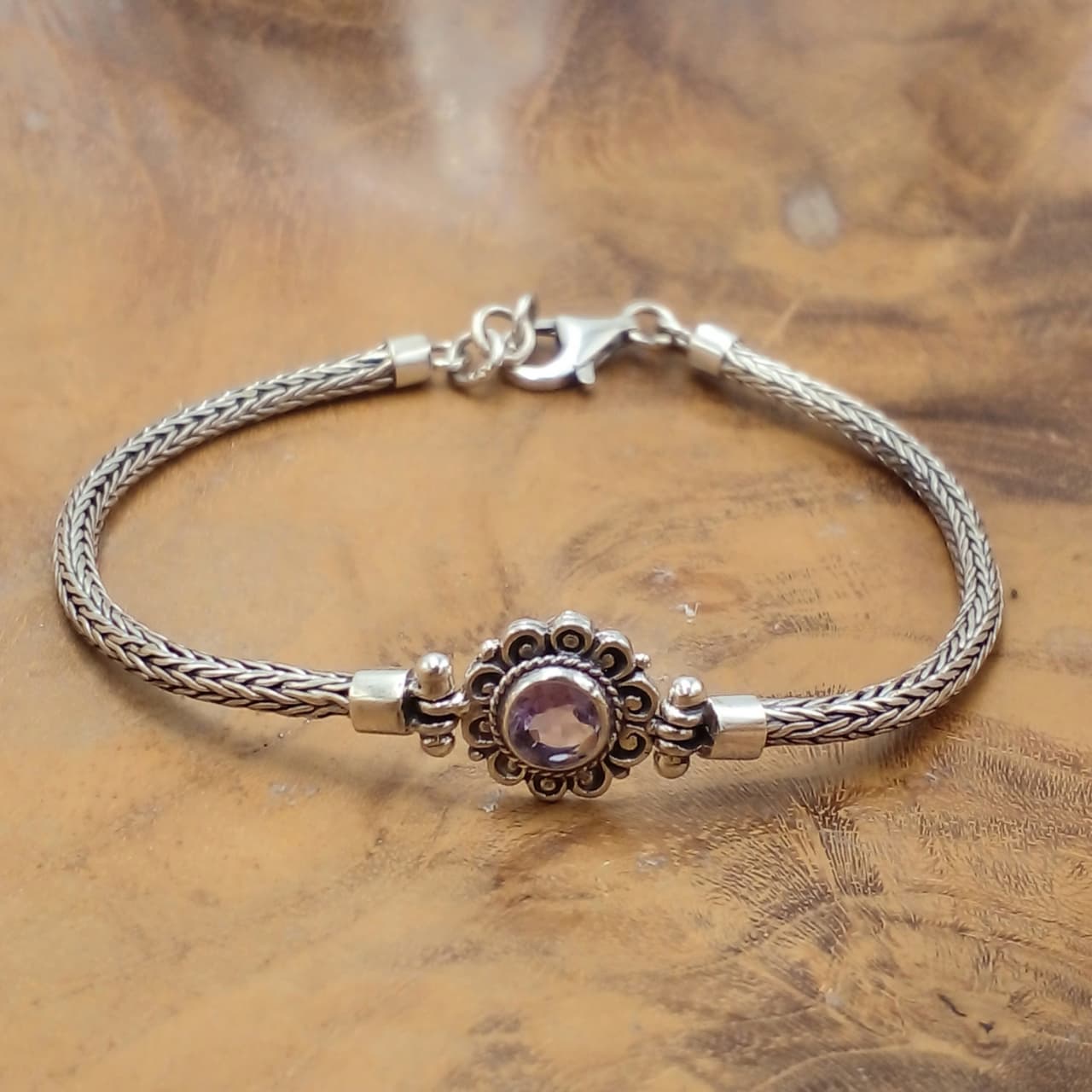 Women's Silver Flower Chain Bracelet B703AMYW415