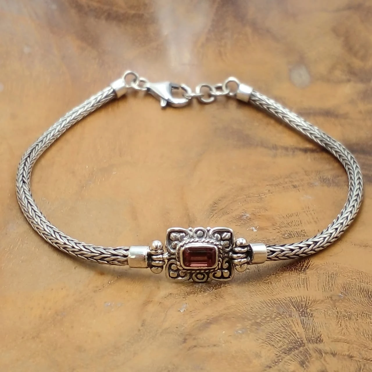 Balinese Silver rectangle Chain Bracelet B704GRTW415