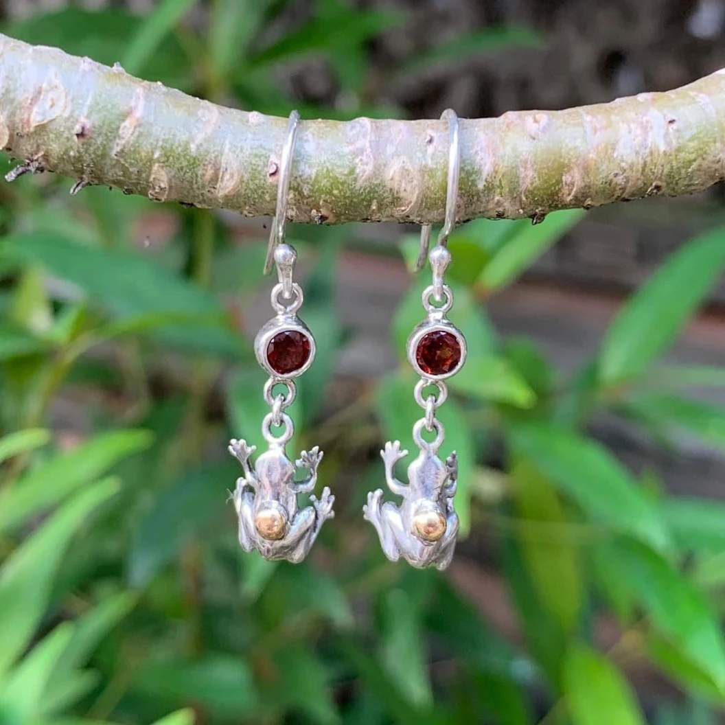 Frog Earrings With Gold & Gems E1802CTRW230