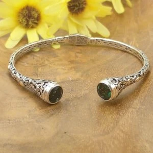 Balinese Silver Bracelet With Gems B527GAMW877