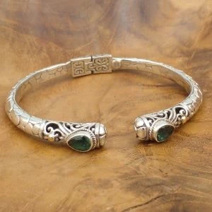 Balinese Silver Bracelet With Gems B528AMYW1722