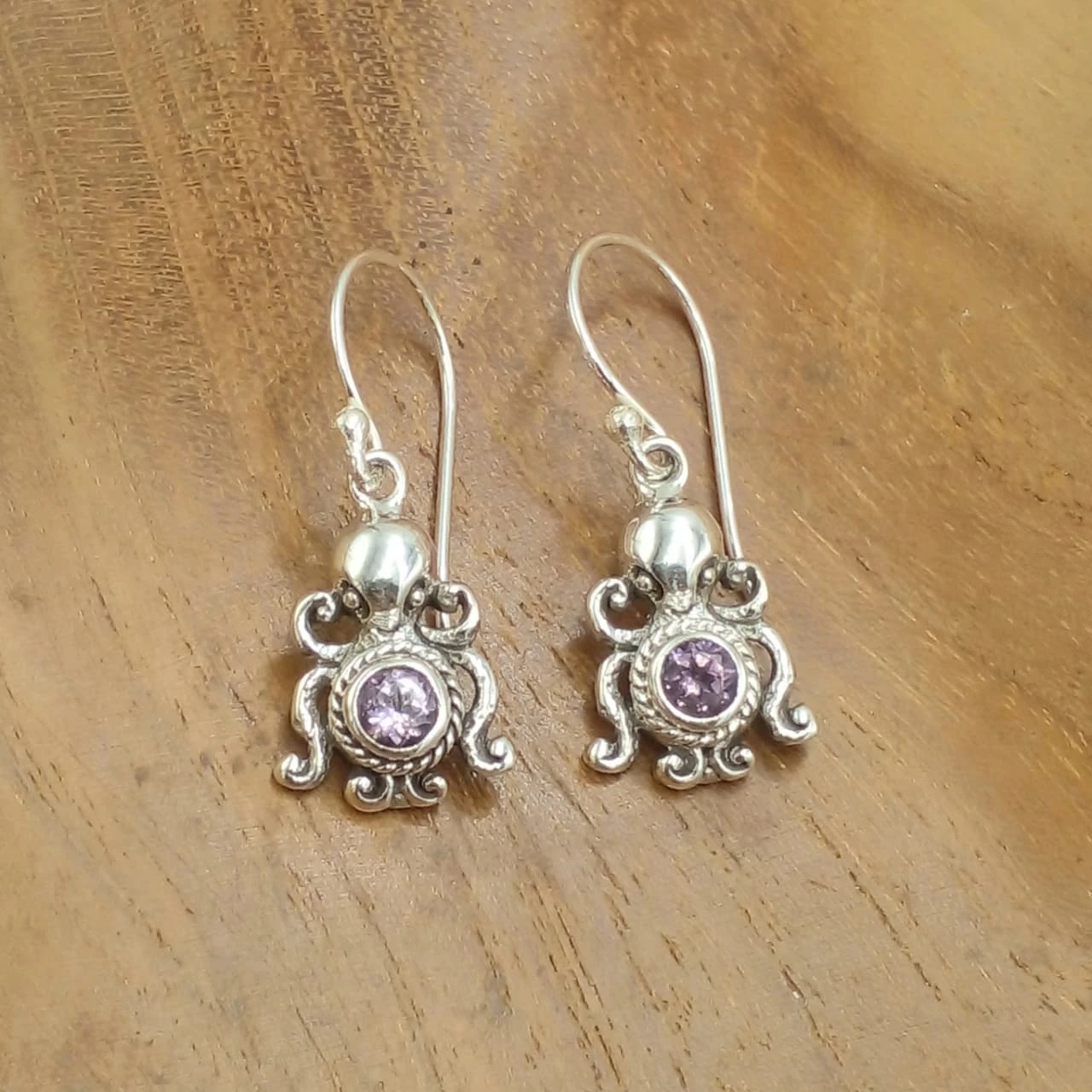 Classic Filigree Octopus Motif Silver Craft Hanging Earrings E1881AMYW190