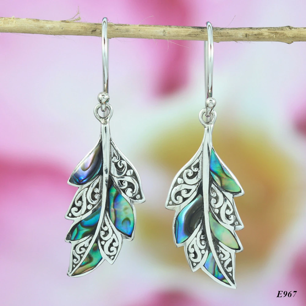 Balinese Silver Paua Shell Earrings Abalone E967ABLW200