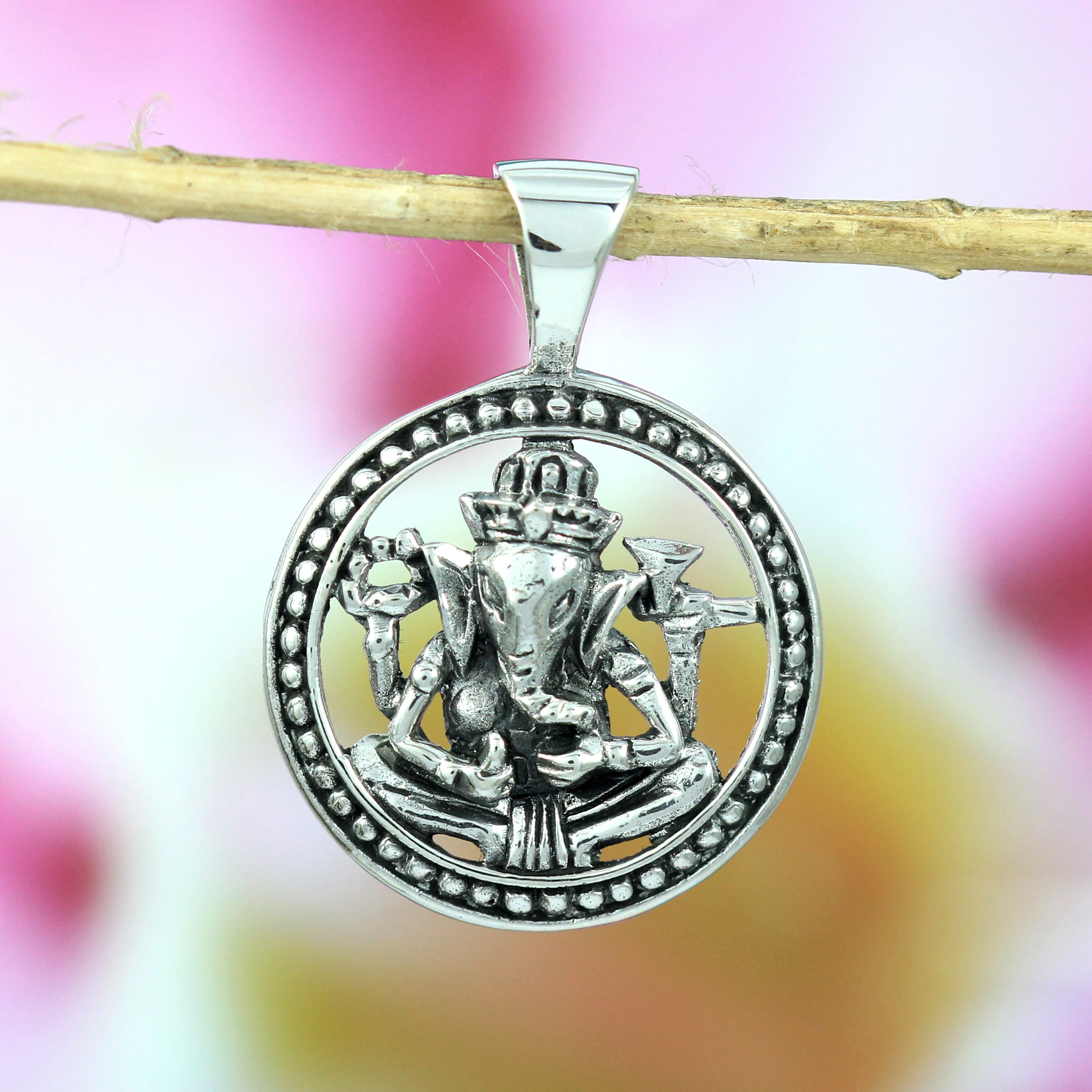 925 Silver Ganesha God Pendant P448W170