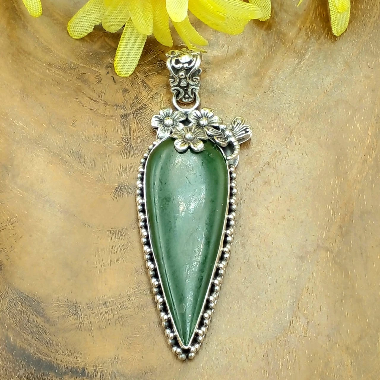 Balinese Silver Pendant with Gems P853JD-W628