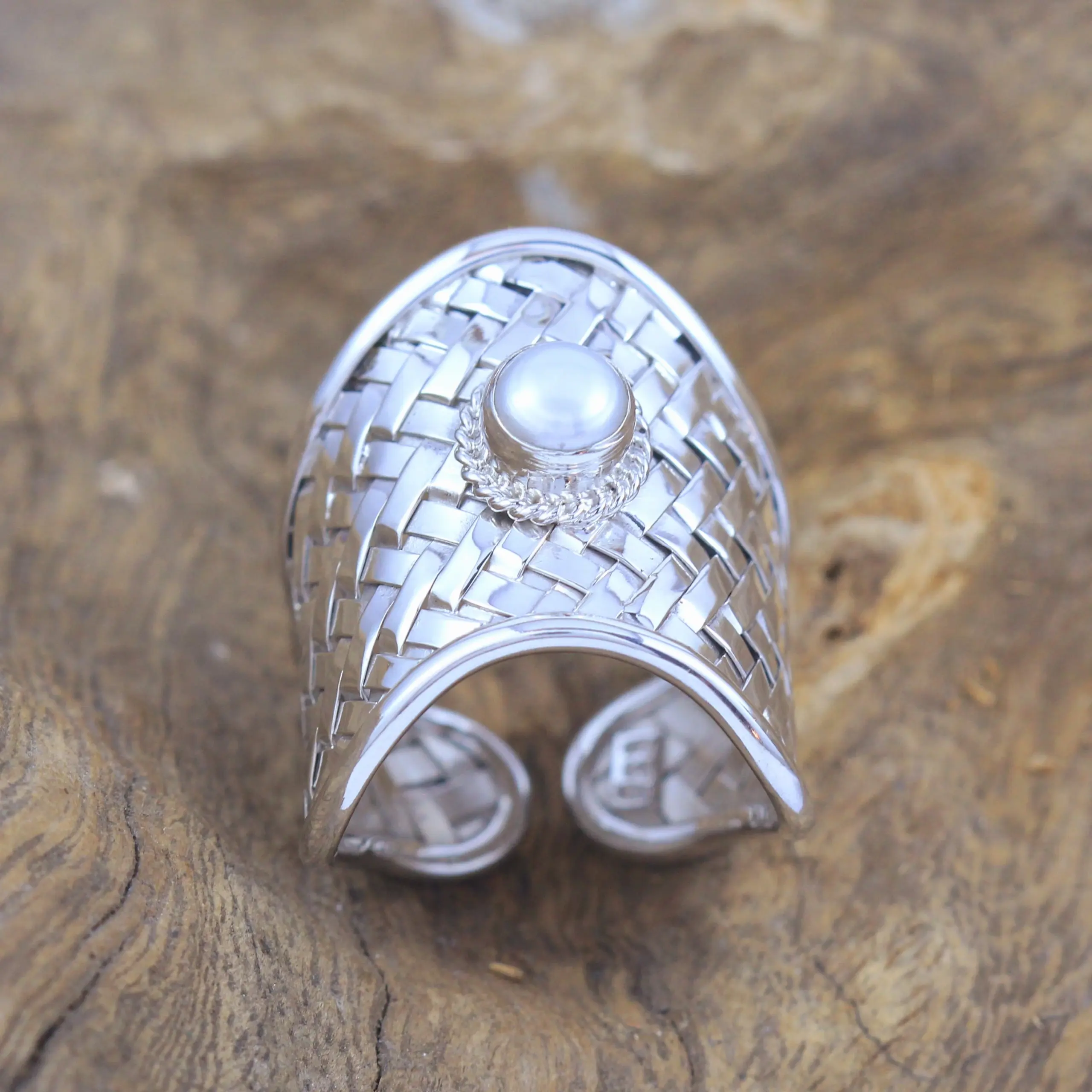 Woven Ring With Pearls Woven Ring With Pearls