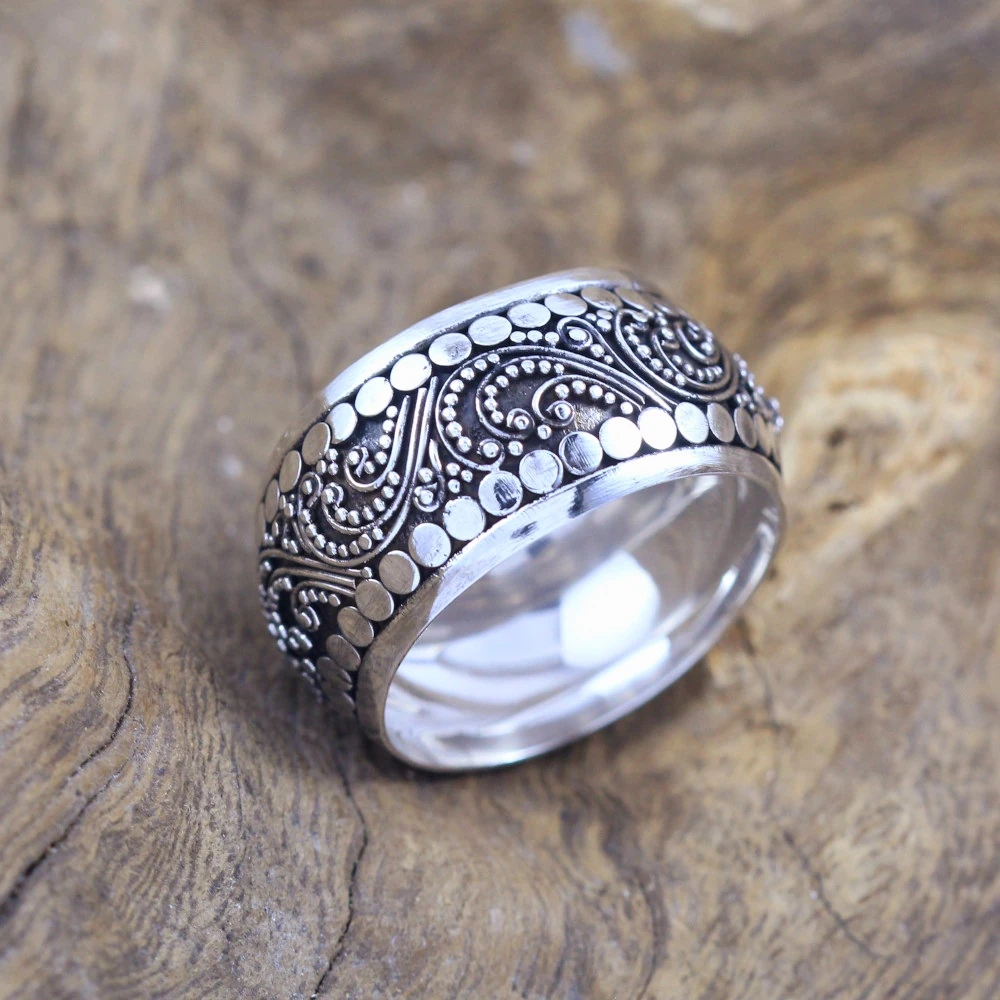 Handmade Sterling Silver Filigree Convex Ring R279W300
