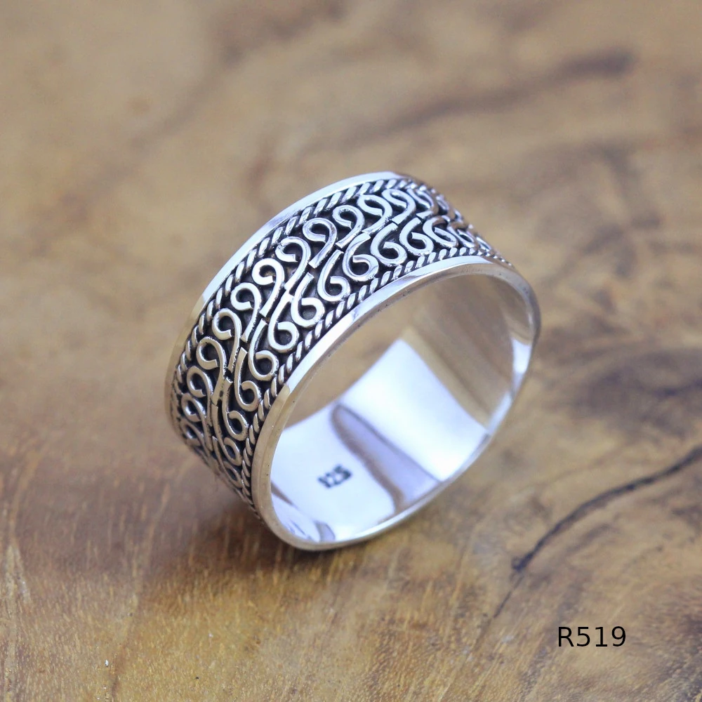 Handmade Sterling Silver Interlocking Wave Filigree Ring R519W260