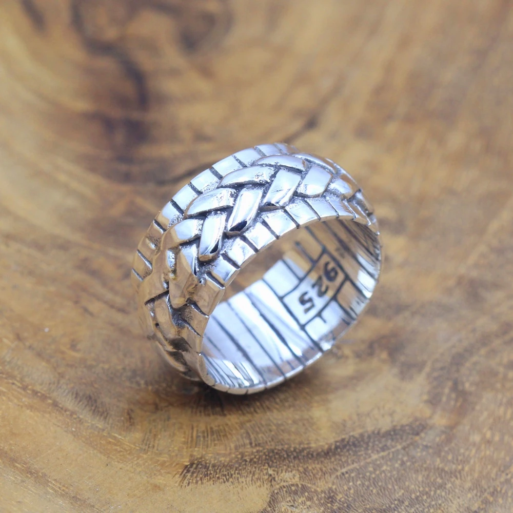 925 Sterling Silver Braided Vintage Ring R533W517