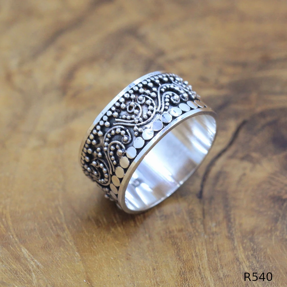 Balinese Sterling Silver 925 Ring with Javanese Filigree Carving R540W290