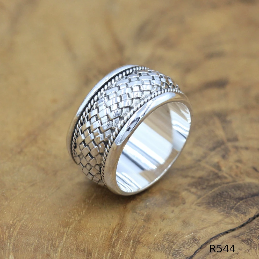 Handmade Bali Sterling Silver 925 Woven Band Ring R544W415