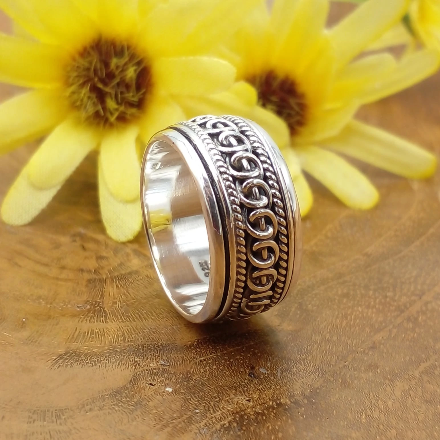 925 Sterling Silver Spinner Ring R627W415