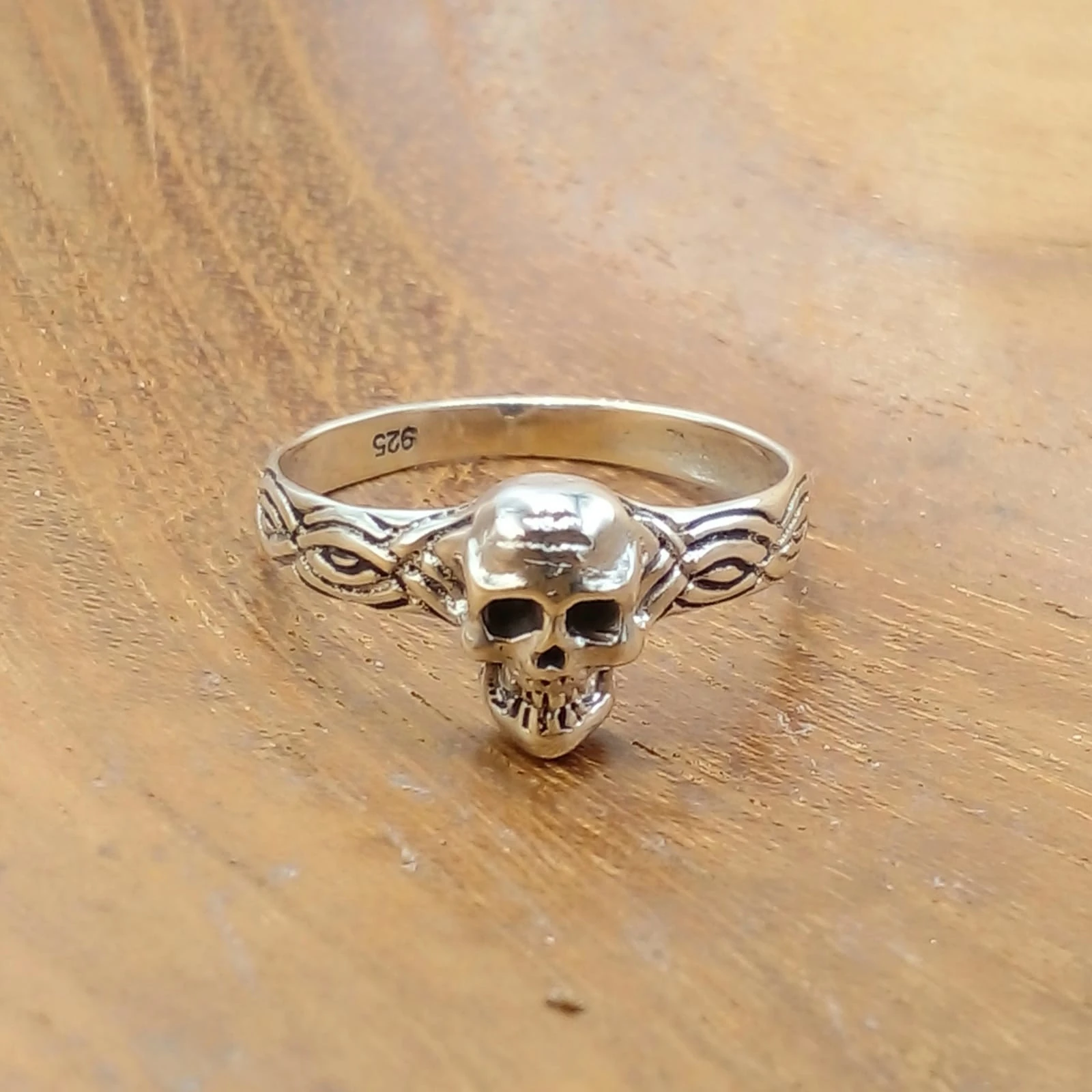 Sterling Silver Skull Ring with Ethnic Engraving R707W135