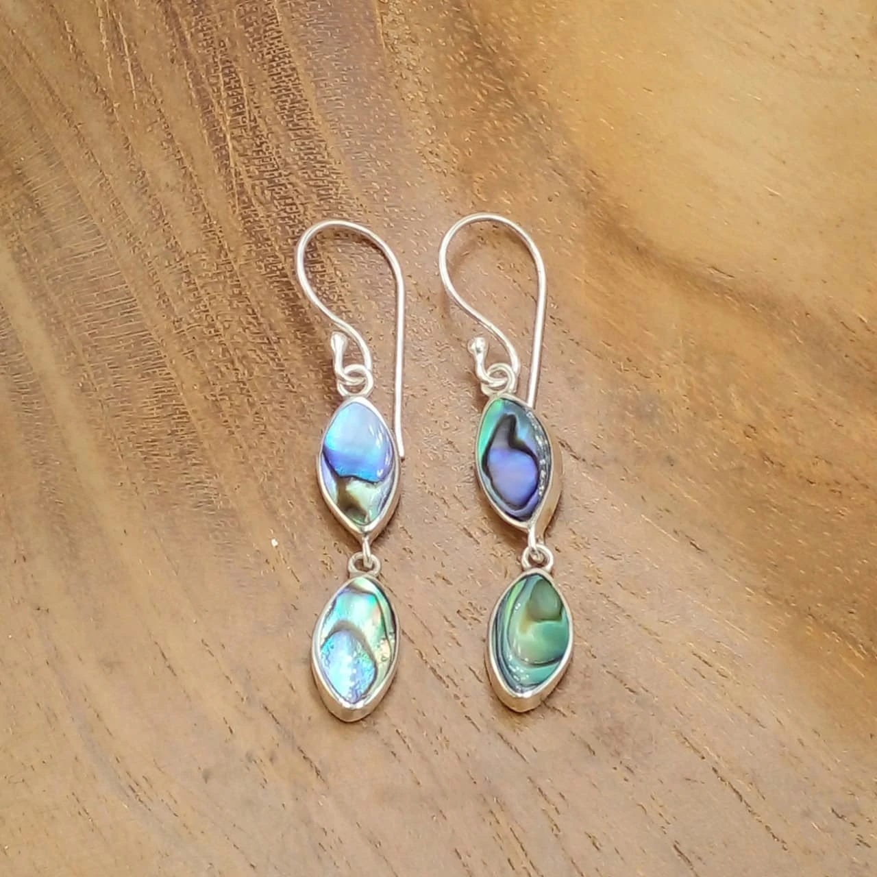 Two-Tier Abalone Silver Earrings E1848ABLW135