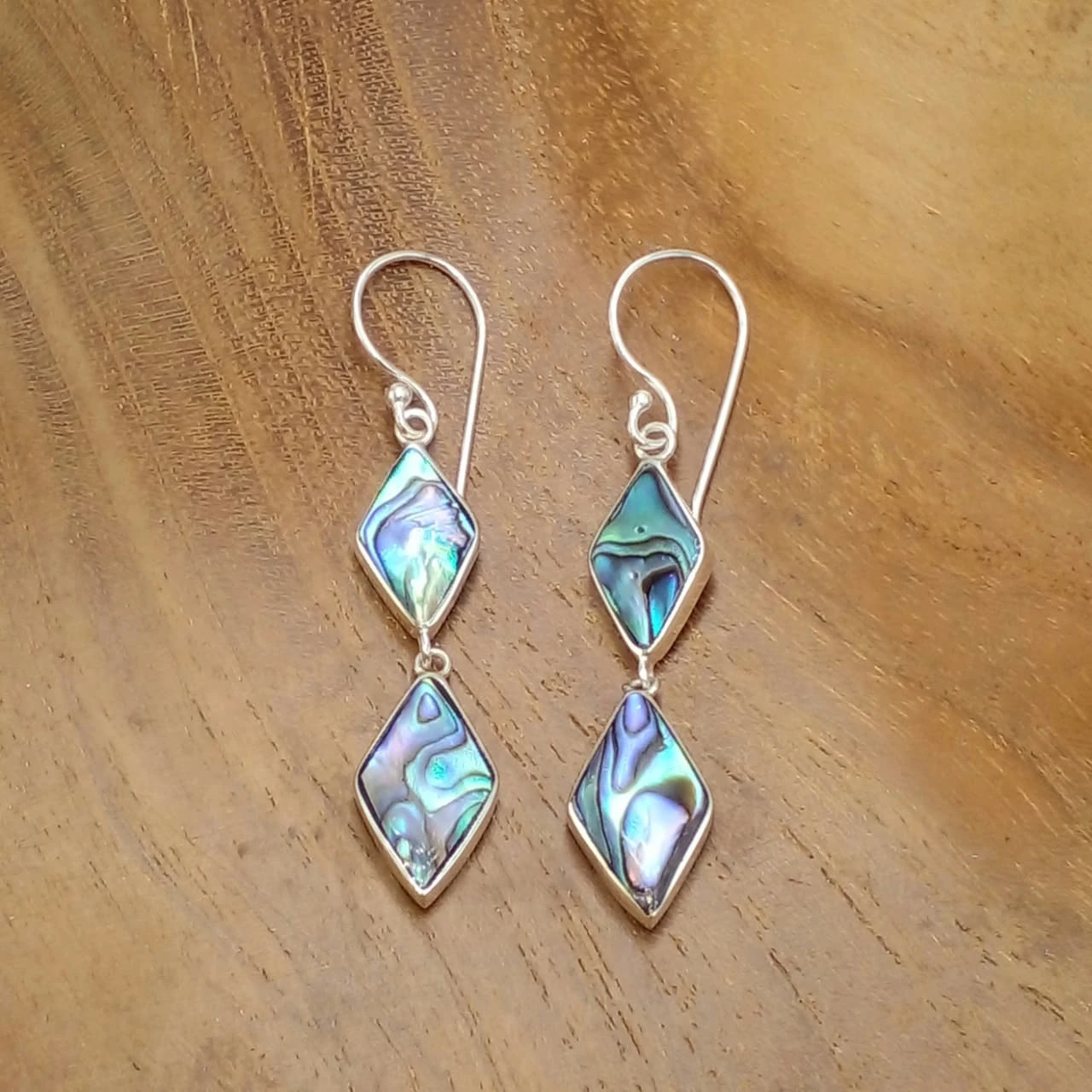 Two-Tier Abalone Silver Earrings  E1850ABLW145