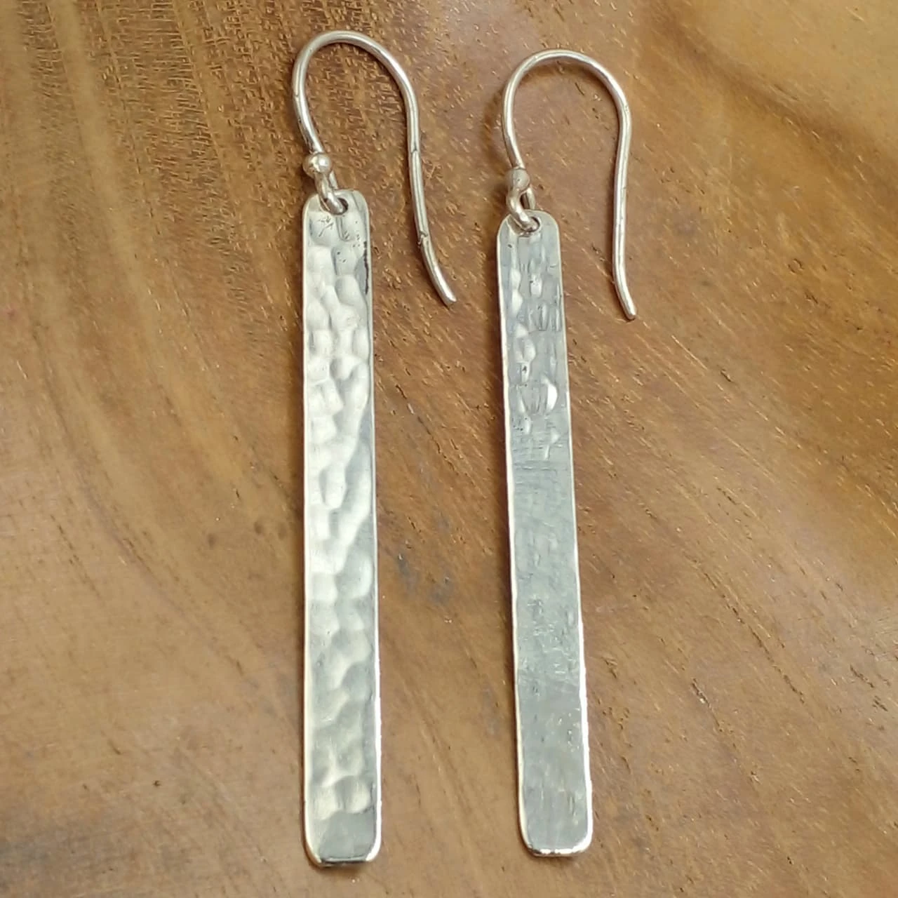 Authentic 925 Silver Hammered Textured Long Stem Earrings E1870W240
