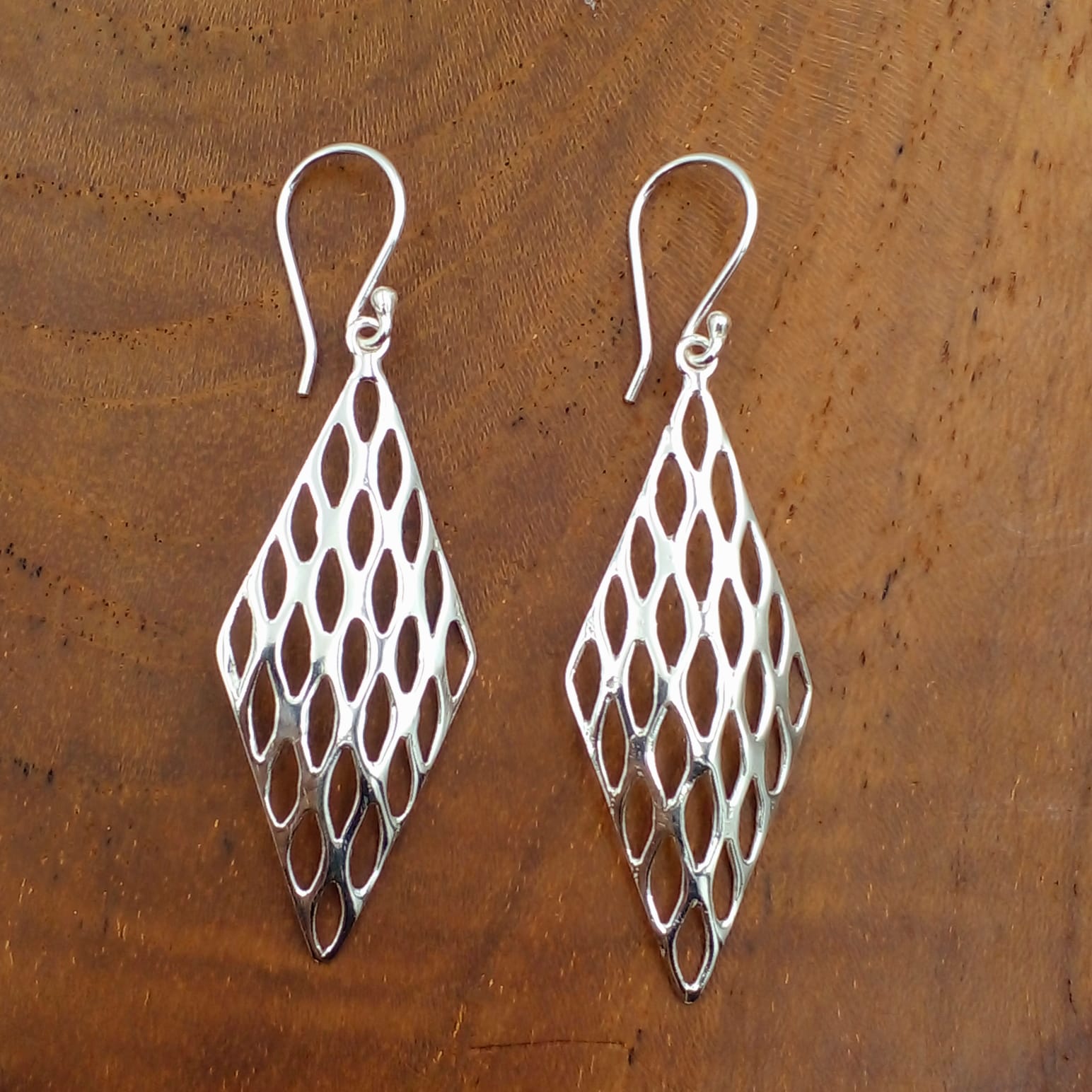 Sterling Silver Diamond-Shaped Drop Earrings E1682W160
