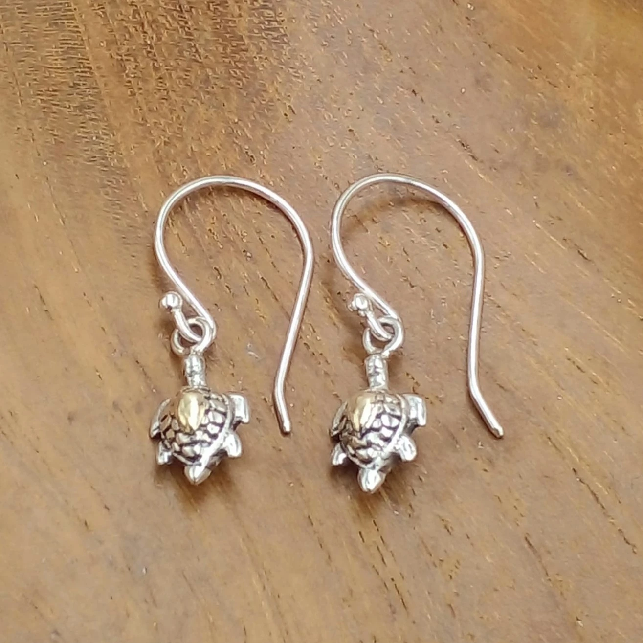 925 Sterling Silver Sea Turtle Earrings with Gold E1825W170