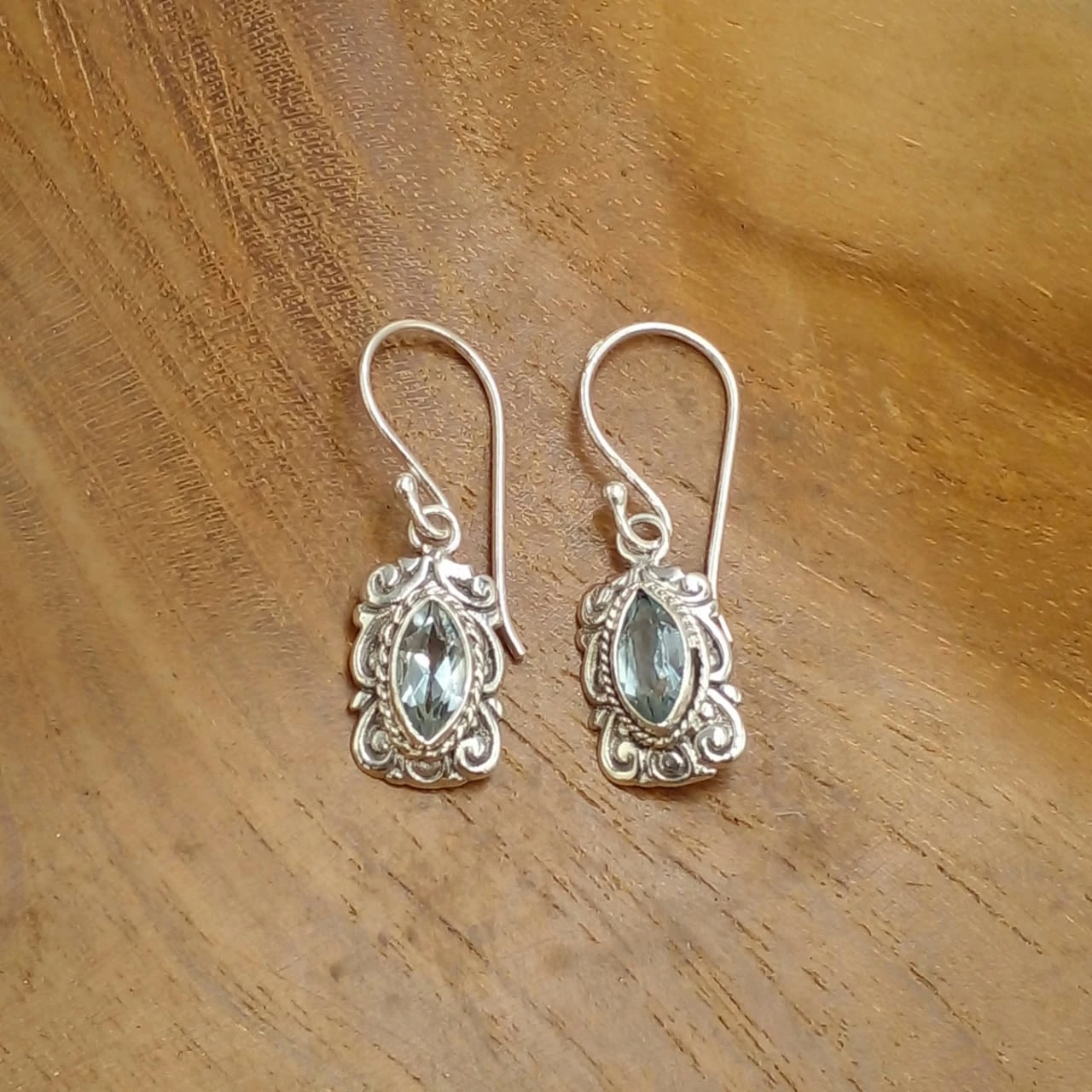 925 Silver Drop Earrings with Marquise-Cut Stones E1836BTZW175