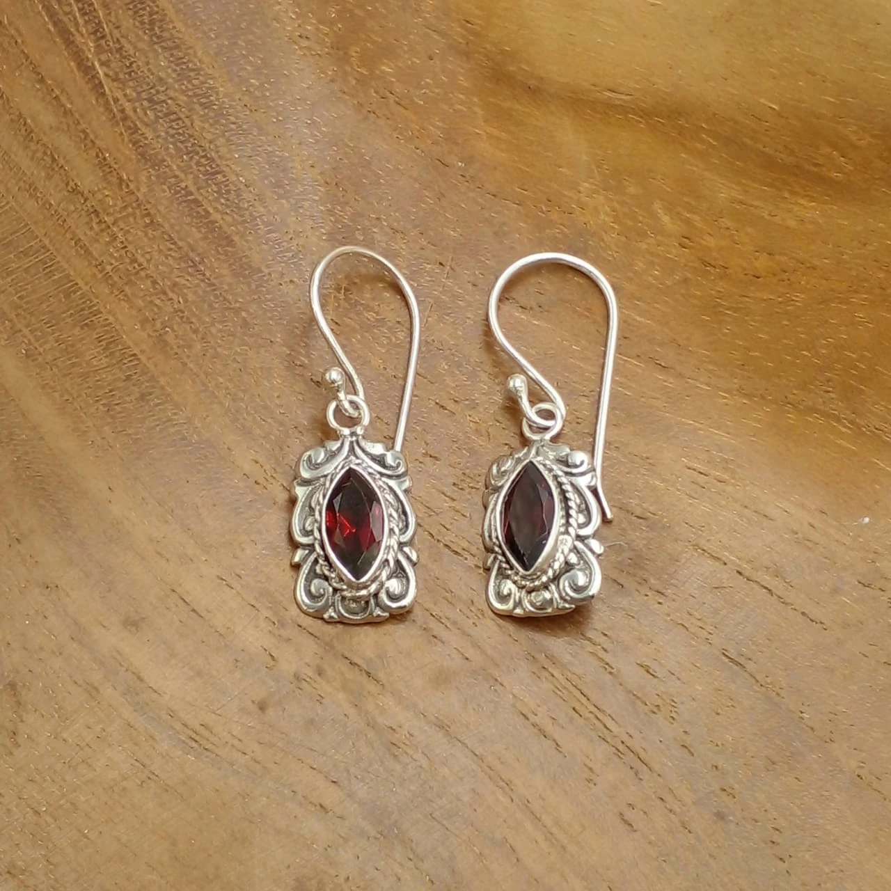 925 Silver Drop Earrings with Marquise-Cut Stones E1836BTZW175