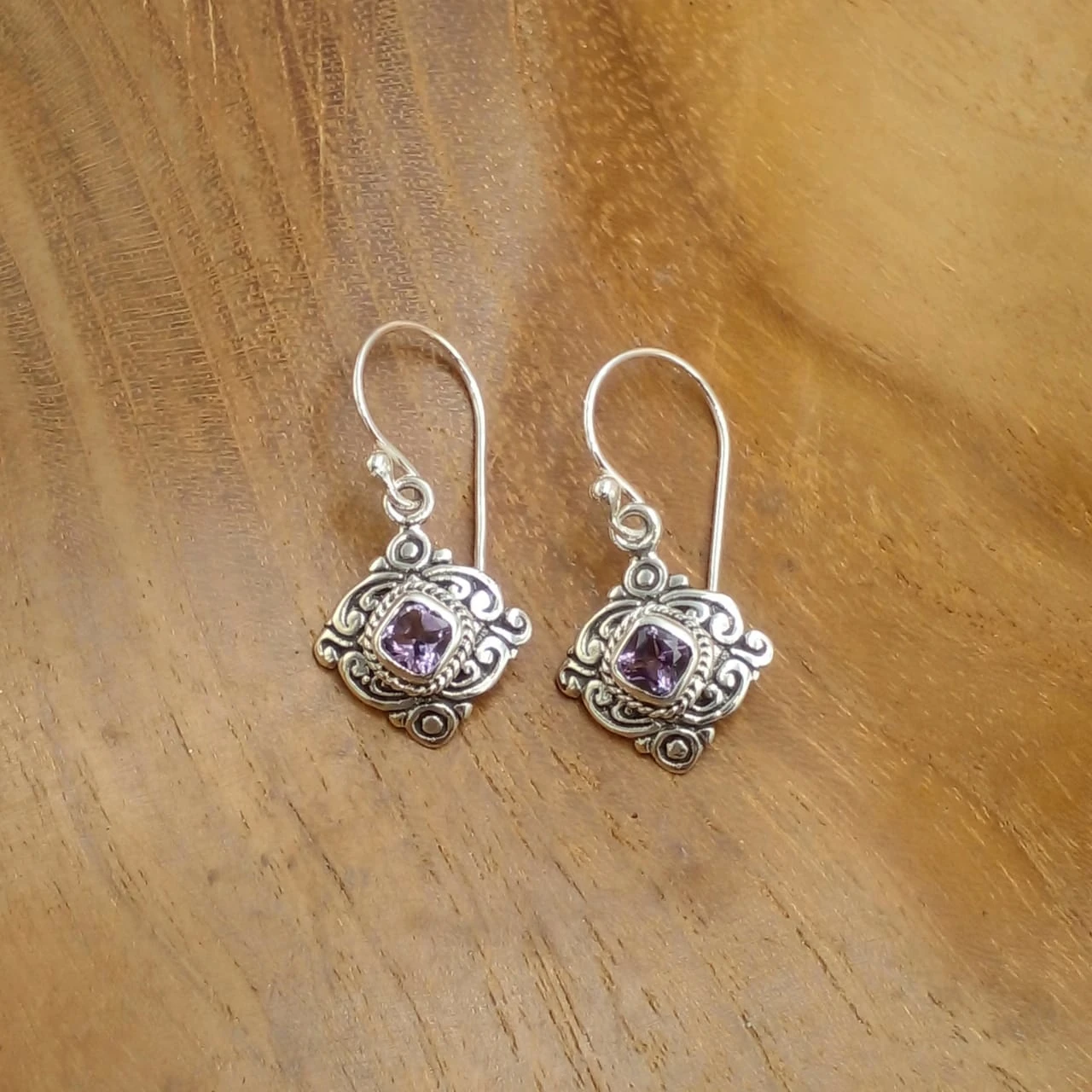 Amethyst Filigree Silver Earrings E1840AMYW160