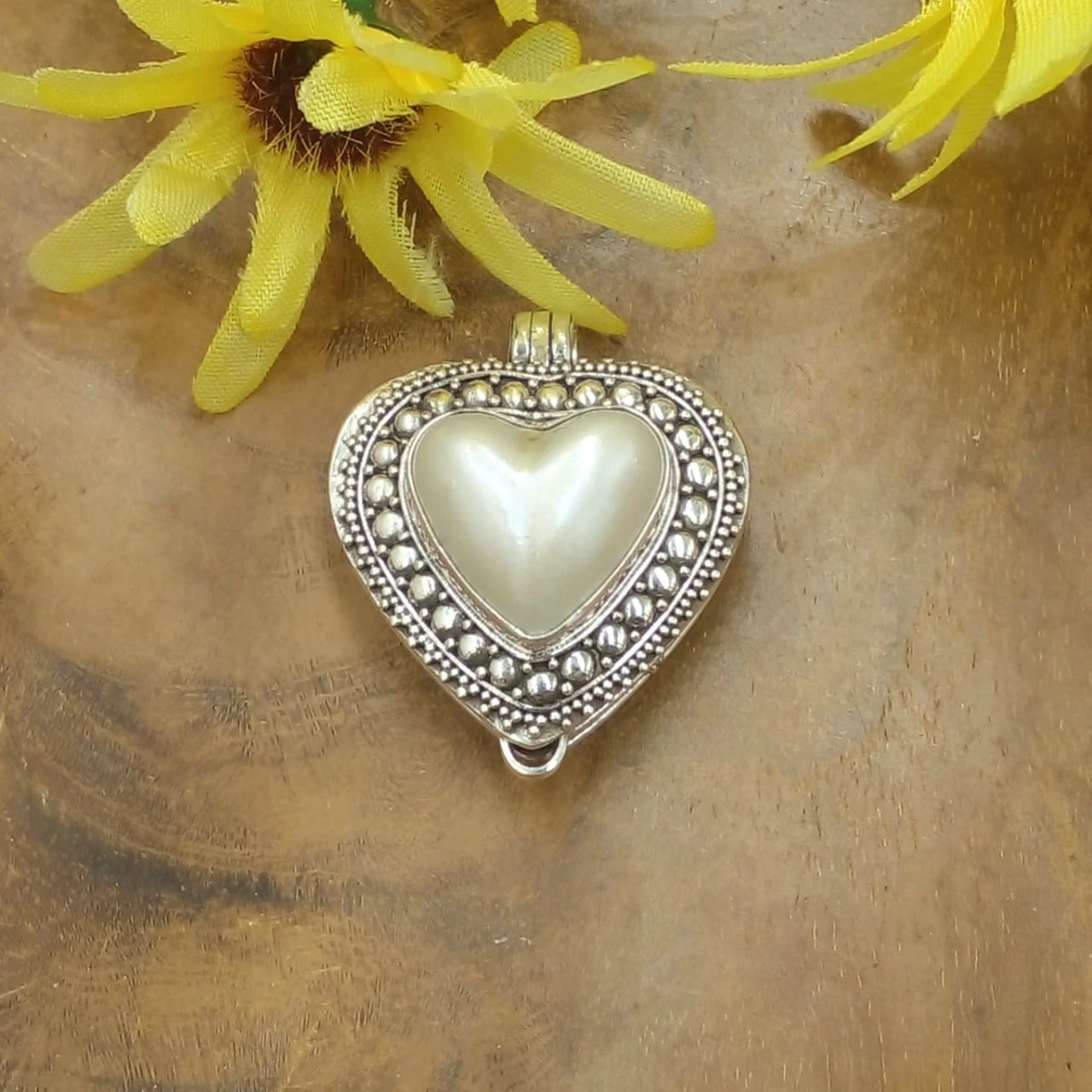 Mabe Pearl Heart 925 Silver Box Pendant P796MBLW535