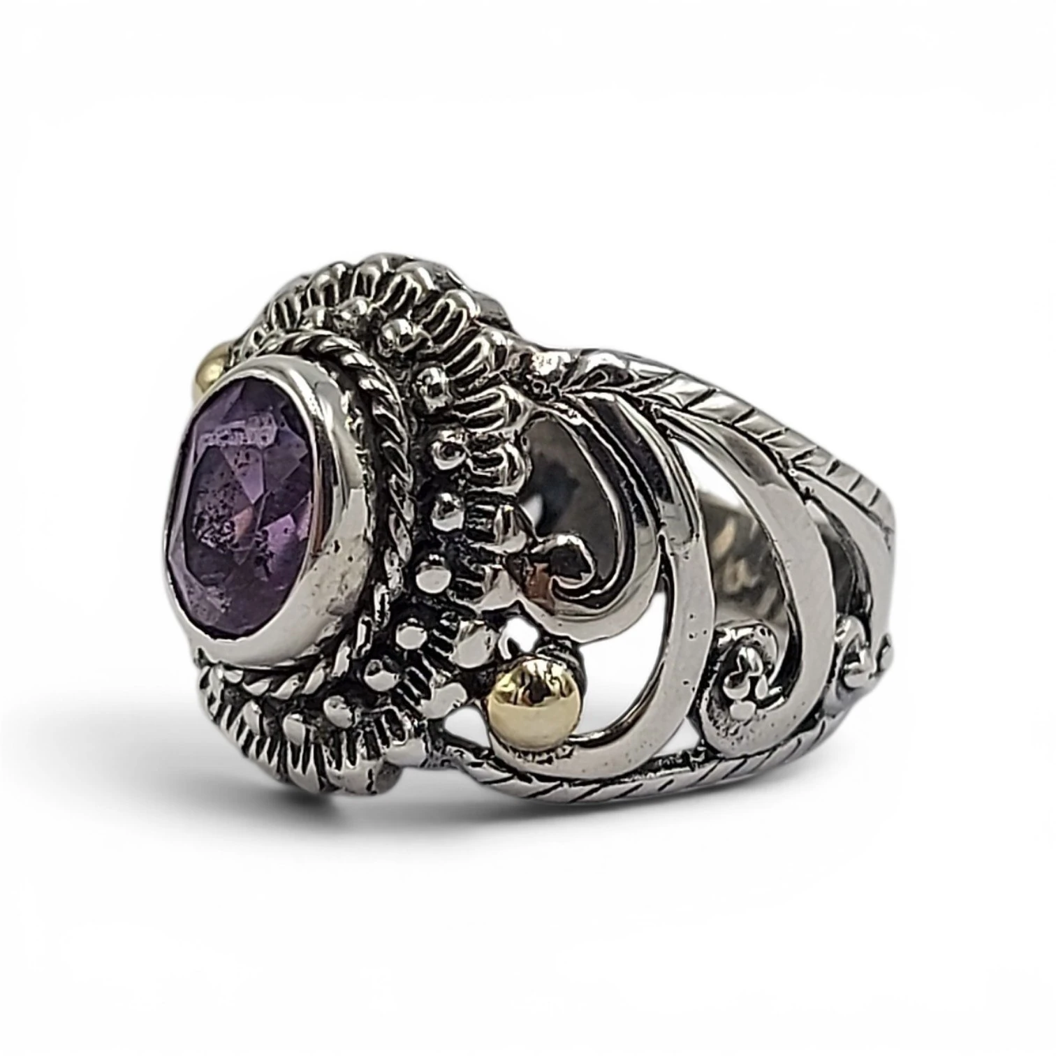 Balinese Silver Ring with Amethyst R204AMYW310