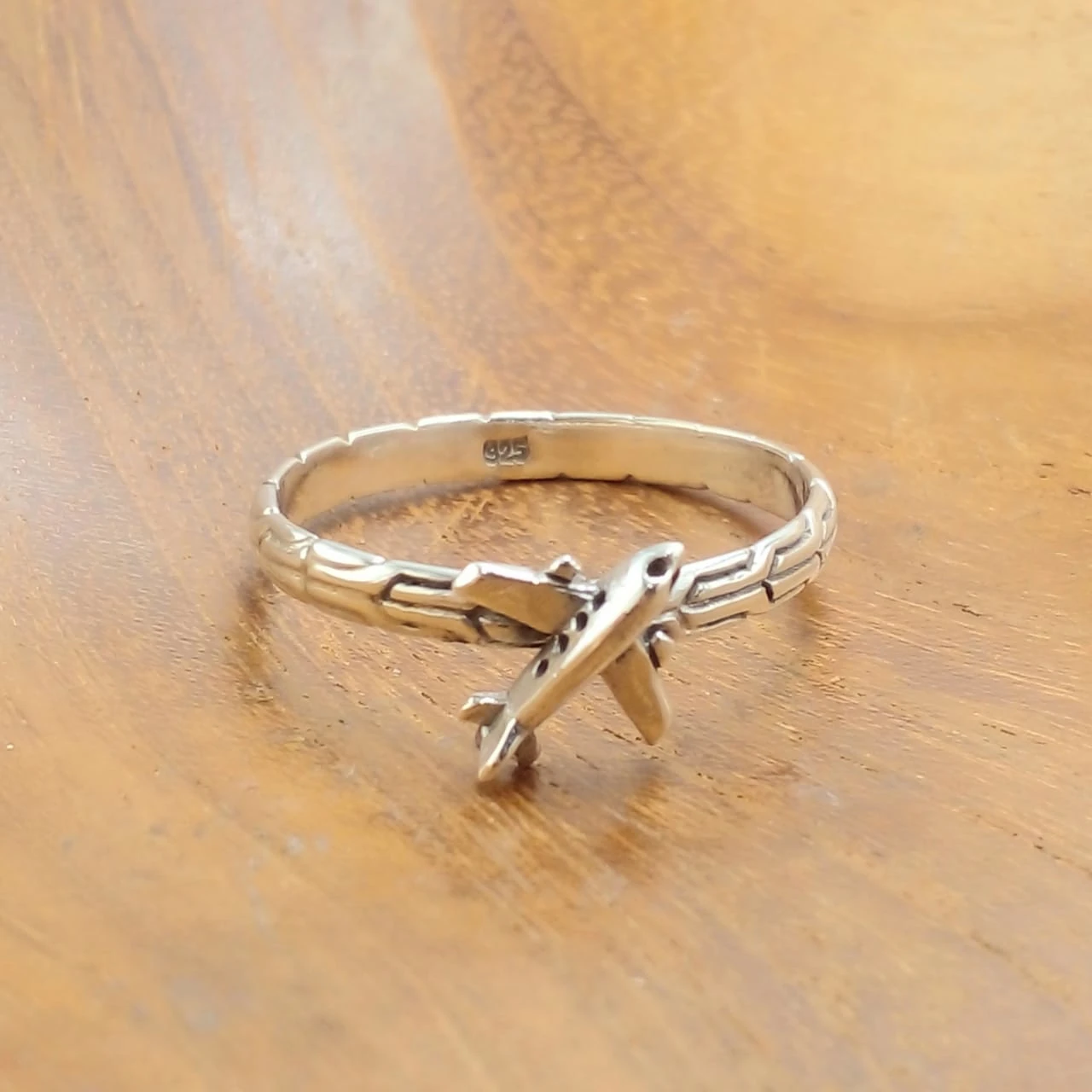 Minimalist Sterling Silver Airplane Ring R710NG-W160