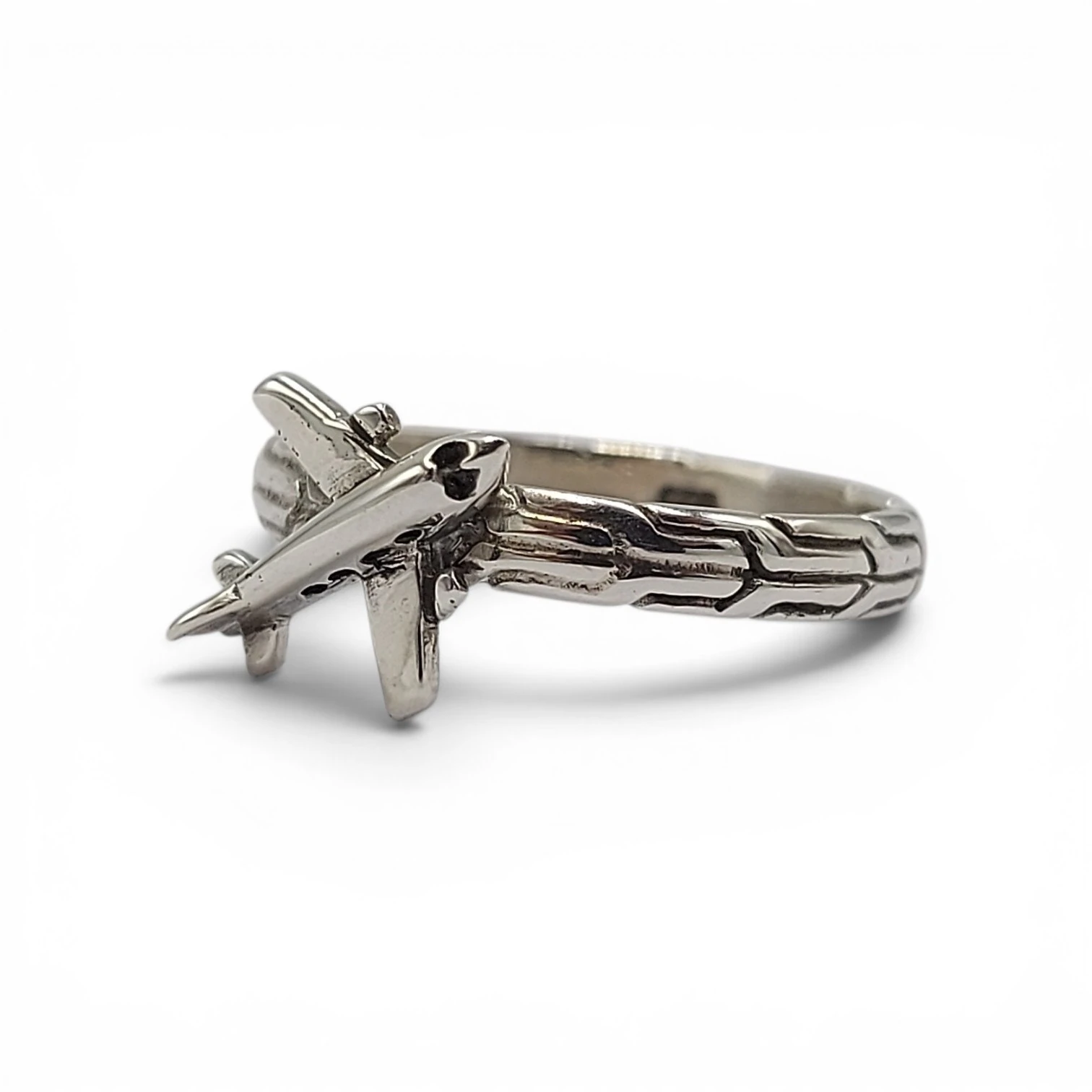 Minimalist Sterling Silver Airplane Ring R710NG-W160