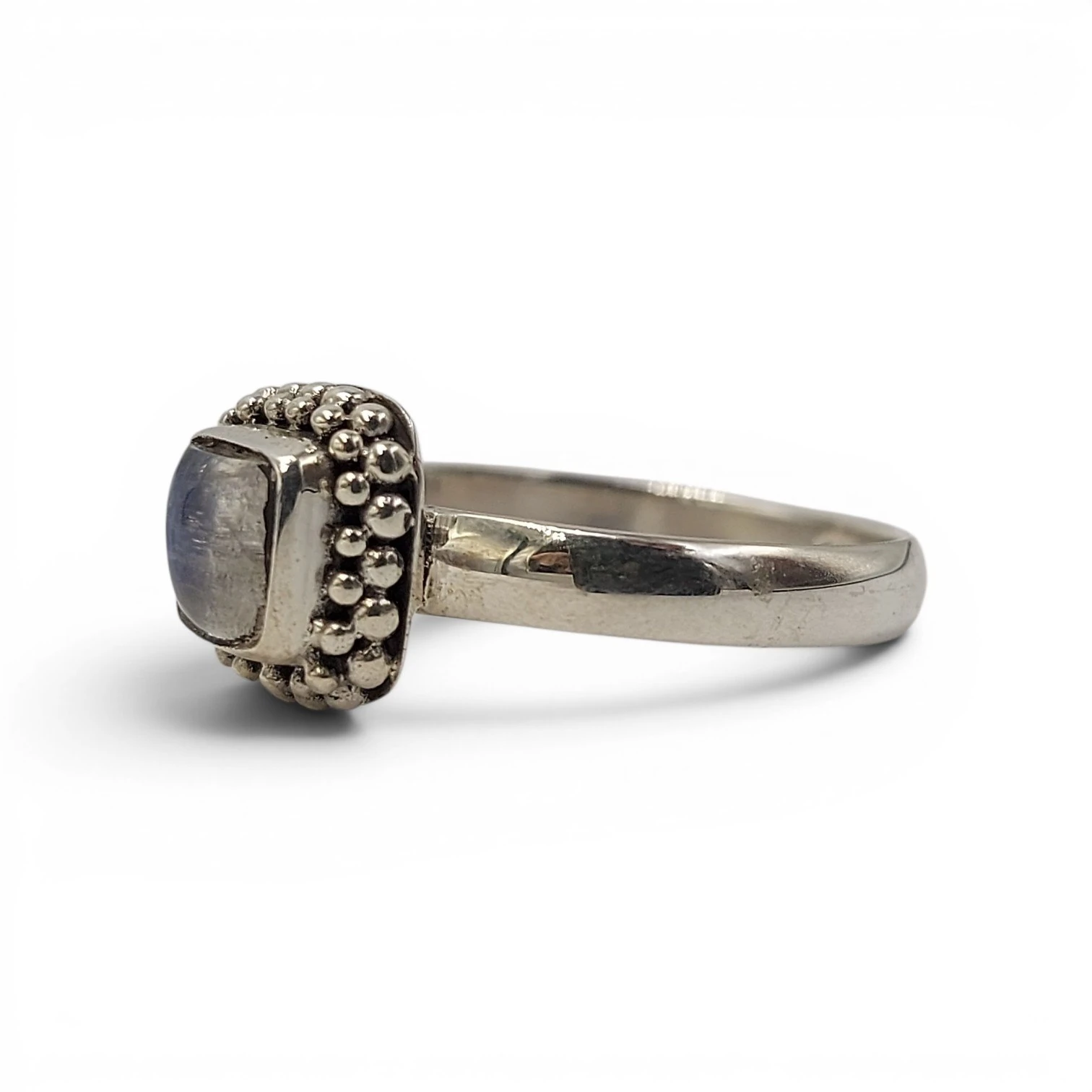 Balinese Silver Ring with Blue Flash Moonstone R736MST-W170