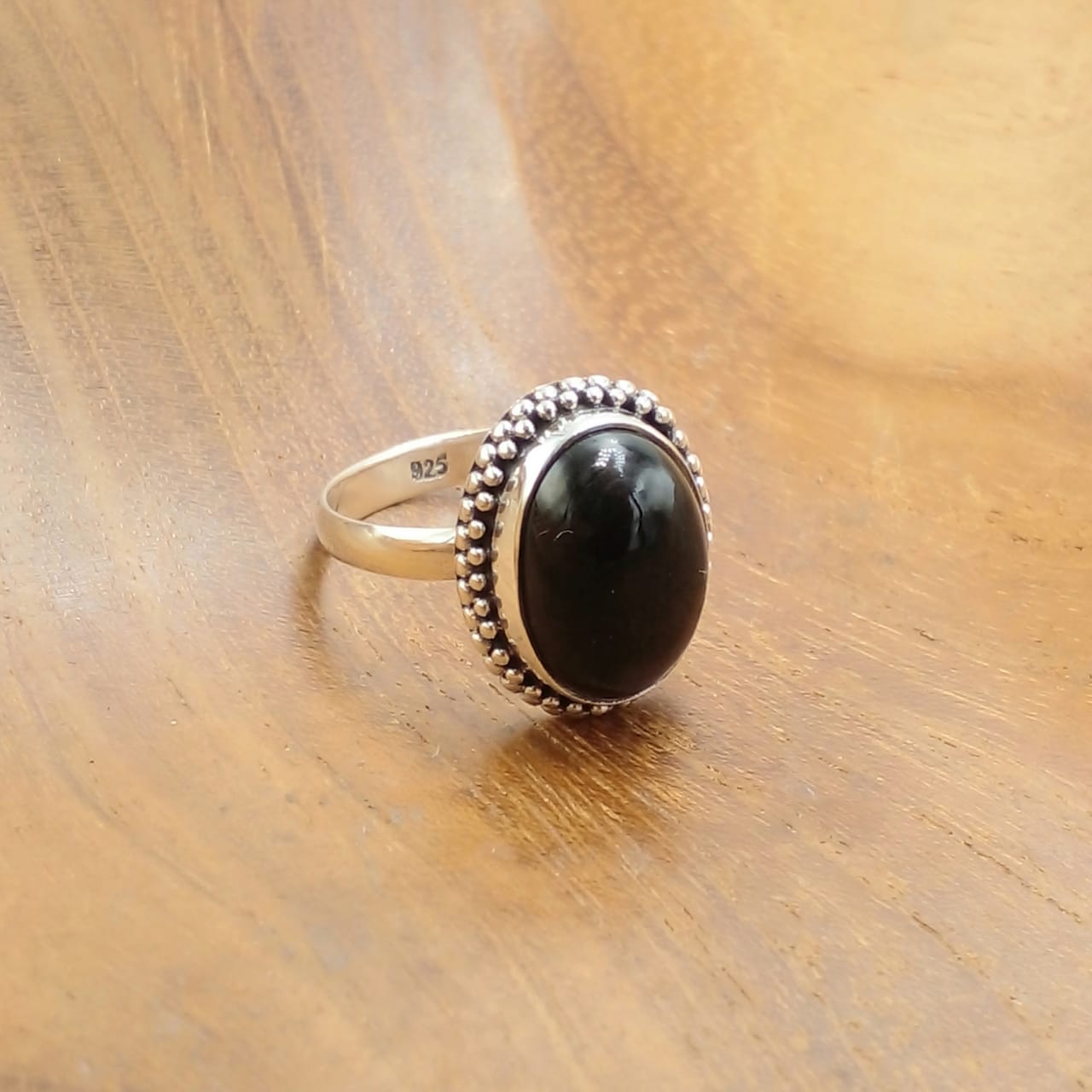 925 Bali Silver Ring with Oval Black Onyx Stone R738OV-W230