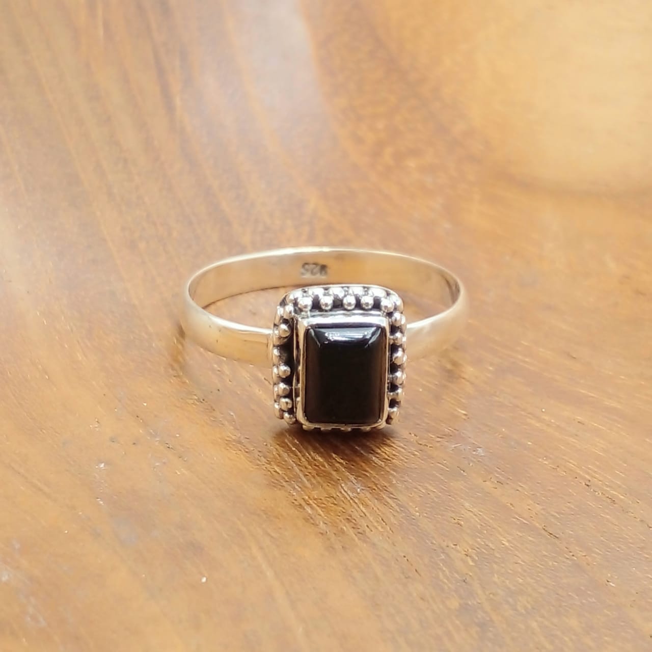 925 Bali Silver Ring with Black Onyx R740REC-W165