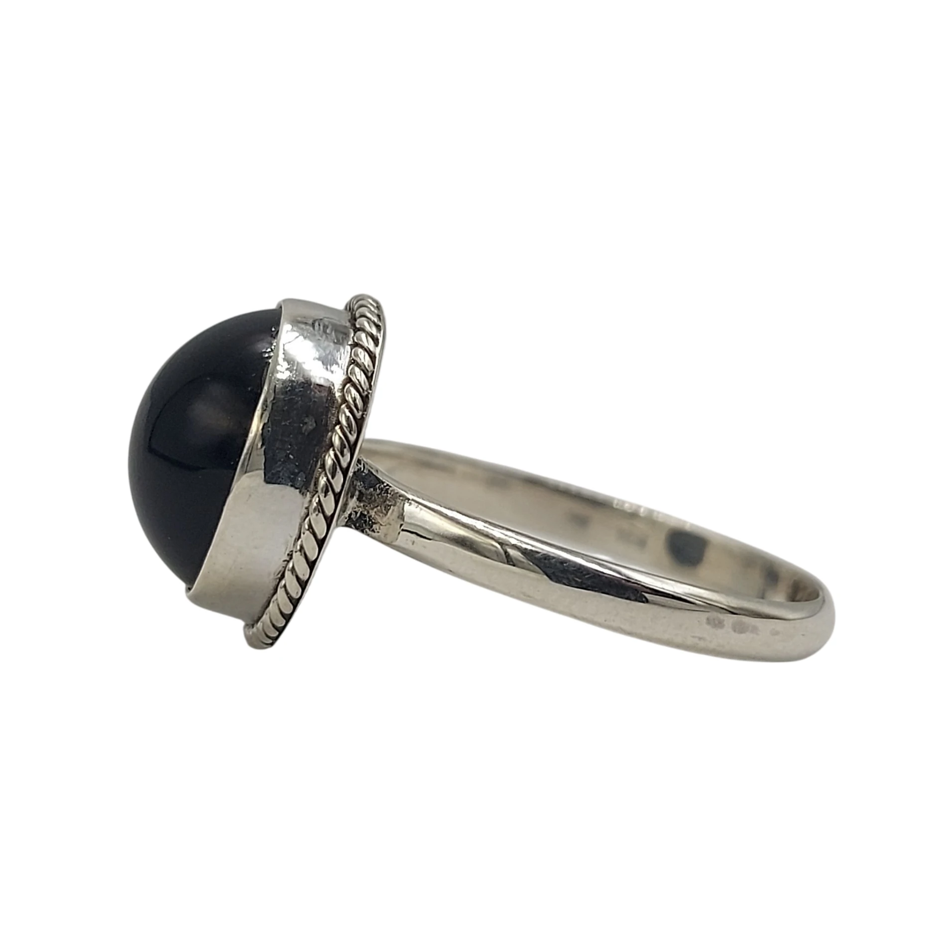 Round Black Onyx Solitaire Silver Ring R760BLX-RDW170