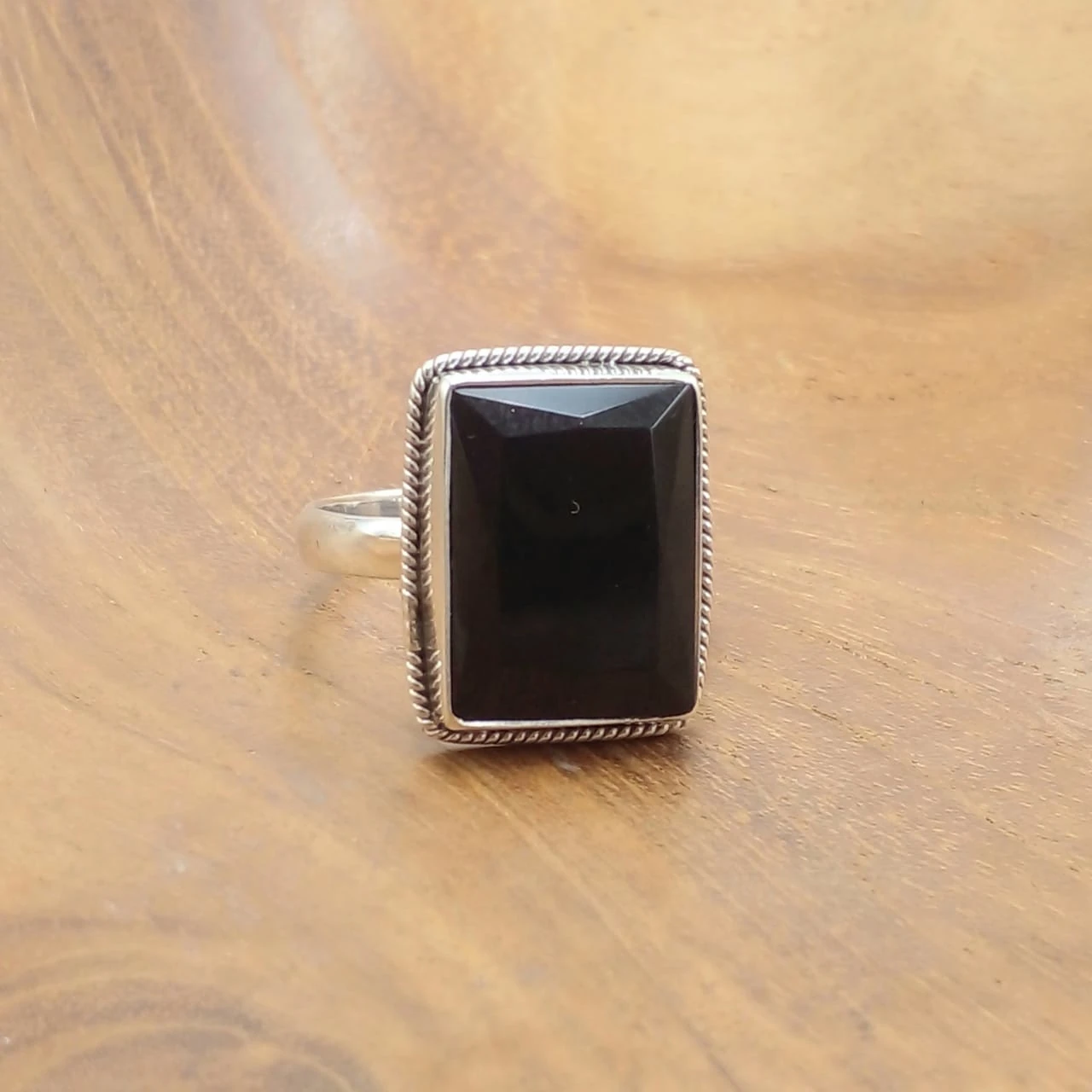 Square Black Onyx Jawan Silver Ring R761BLX-W180